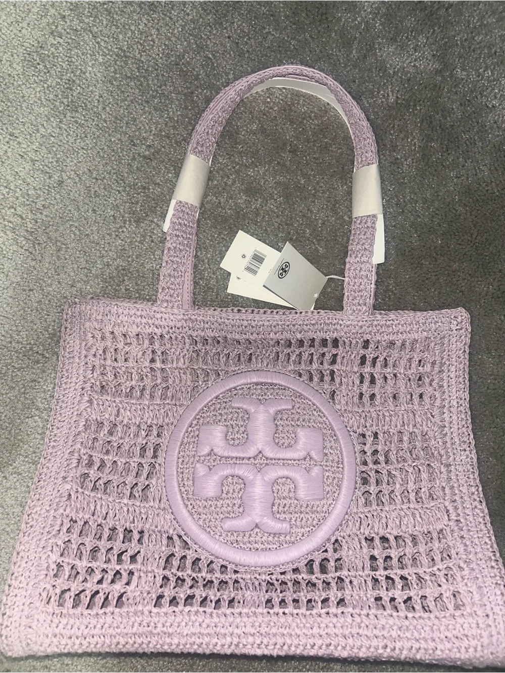 Tory Burch Lavender Crochet Logo Tote